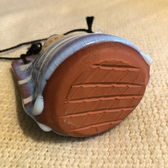 Handmade Japanese Pottery Hanging Vase - Ikebana - Brown Blue White - Picture 7 of 10